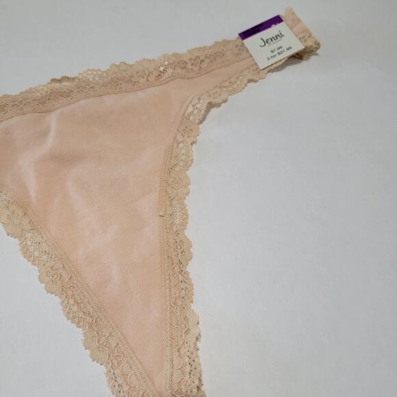 Jenni Women's Lace-Trim Thong Underwear Panties Chai NWT Plus Size XXL - Picture 4 of 5